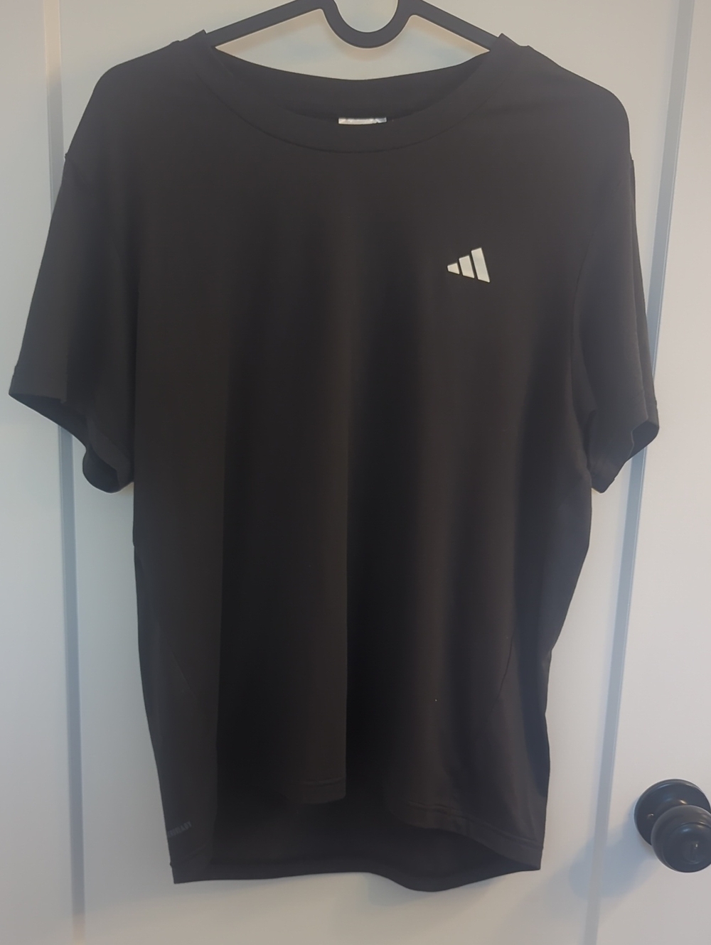adidas Black Short Sleeve Athletic Tee with White Logo